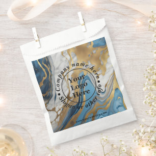 Blue gold and white marble favour bag