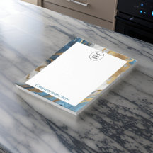 Blue gold and white marble Notepad