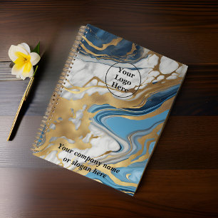 Blue gold and white marble planner