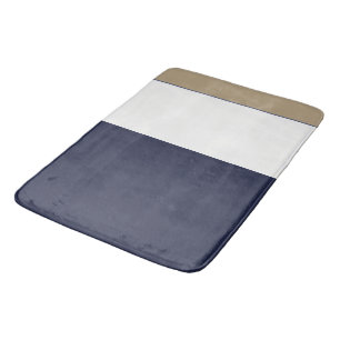 Blue, Gold and White Stripes Bath Mat