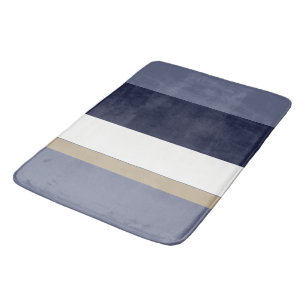 Blue, Gold and White Stripes Bath Mat
