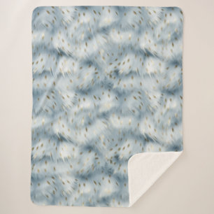 Blue Gold Animal print Sherpa Blanket
