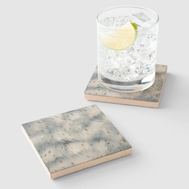 Blue Gold Animal print Stone Coaster (Side)