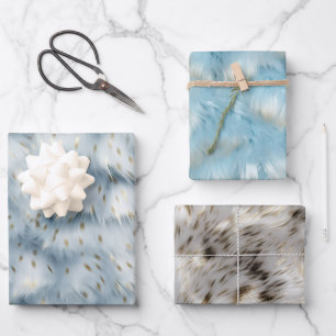 Blue Gold Animal print Wrapping Paper Sheet