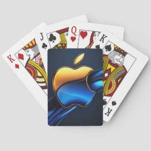 Blue Gold Apple Symbol With Flowing Abstract Detai Playing Cards