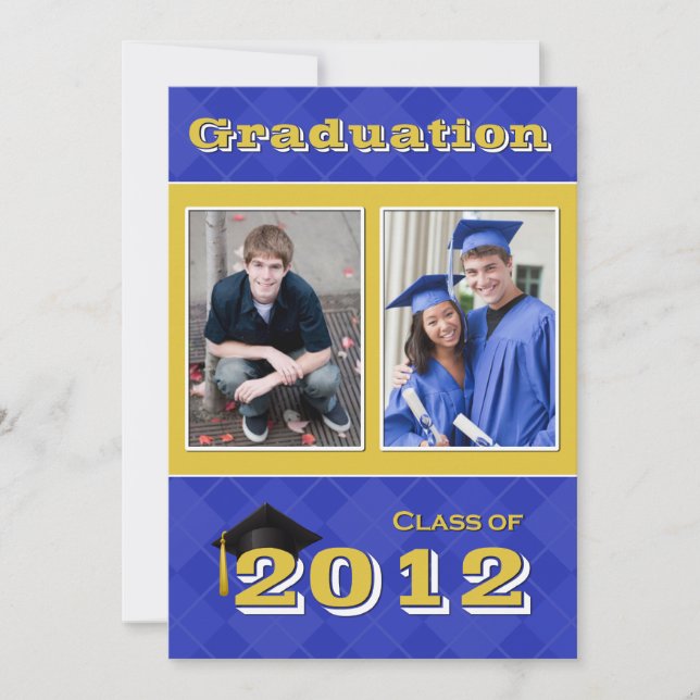 Blue Gold Argyle Graduation SCROLL DOWN for 2013 Invitation (Front)