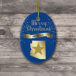 Blue Gold Arizona Star Ceramic Tree Decoration