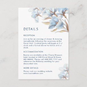 Blue Gold Artistic Flowers Enclosure Card