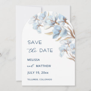 Blue Gold Artistic Flowers Save The Date