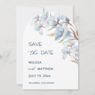 Blue Gold Artistic Flowers Save The Date