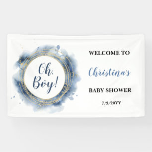  Blue Gold Baby Shower Oh boy Welcome  Banner