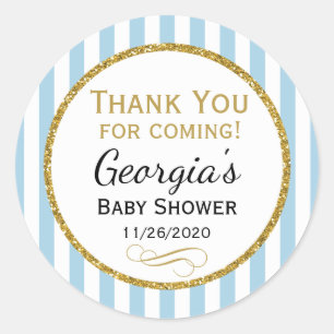 Blue Gold Baby Shower Thank You Coming Favour Tag