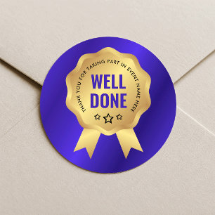 Blue & Gold Badge Business Student Event Award Classic Round Sticker