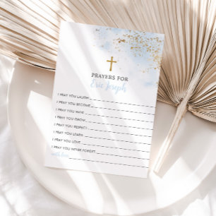 Blue Gold Baptism Prayer Card Prayer for Baby Card