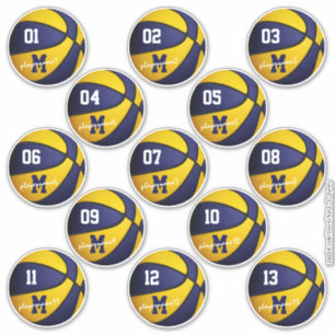 blue gold basketball custom 13 players names