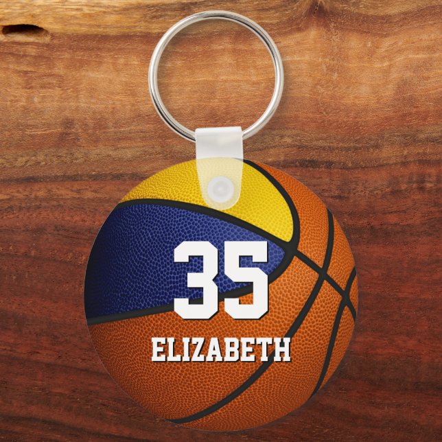 blue gold basketball team banquet favours key ring (Front)