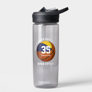 Blue gold basketball team colours boys girls water bottle