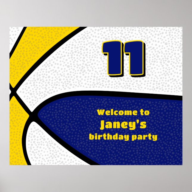 blue gold basketball team colours party welcome poster (Front)