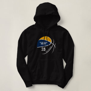 blue gold basketball team personalised black hoodie