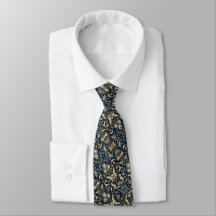 Blue, Gold & Black Floral Pattern