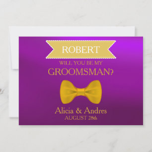 Blue & Gold Bow Will you be my Groomsman? Invitati Invitation