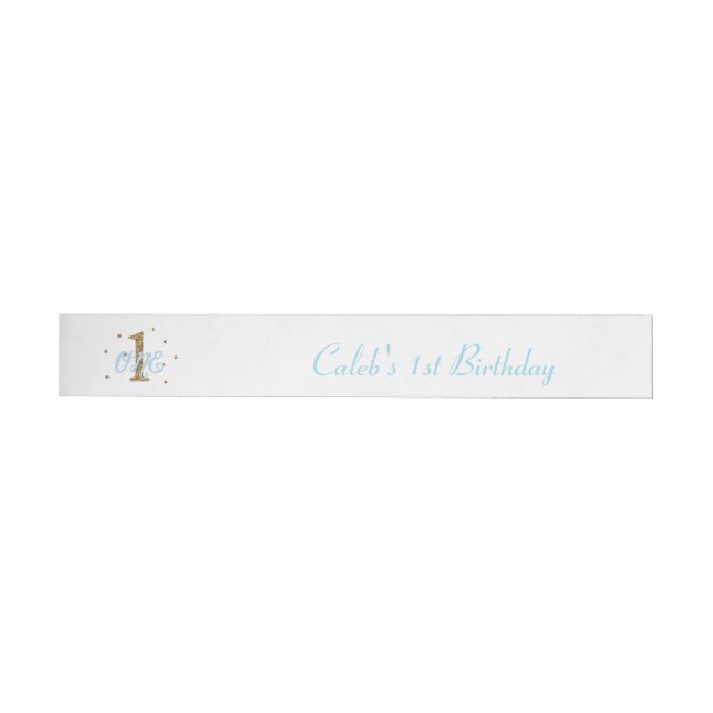 Blue & Gold Boys ONE 1st Birthday Party Wraparound Address Label (Individual)