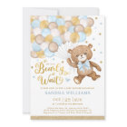 Blue Gold Brown Teddy Bear Boy Baby Shower