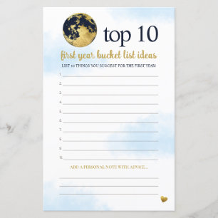 Blue Gold Bucket List Advice Baby Shower Game