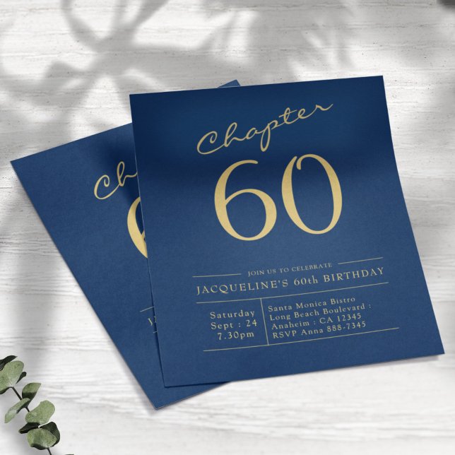 Blue Gold Budget 60th Birthday Invitation Flyer (Creator Uploaded)