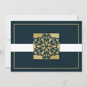 blue gold Business Holiday Greetings Card
