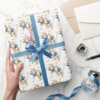  Blue Gold Butterfly Quinceañera Wrapping Paper