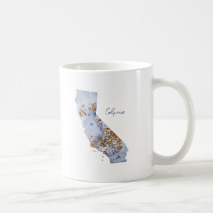 Blue & Gold California State Map Coffee Mug