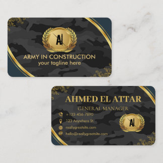 Blue Gold camouflage Professional Business Card