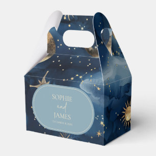 Blue Gold Celestial Elegant Starry Sky Wedding Favour Box