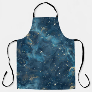 Blue Gold Celestial Galaxy Nebula Stars Apron