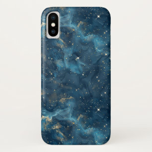 Blue Gold Celestial Galaxy Nebula Stars iPhone X Case