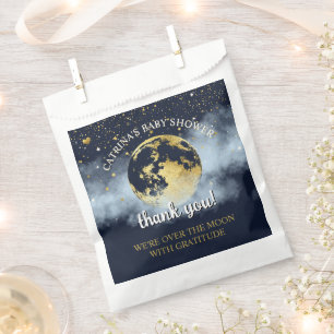 Blue Gold Celestial Moon and Stars Baby Shower Favour Bag