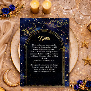 Blue gold celestial stars wedding details  enclosure card