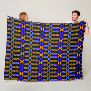 Blue Gold Chain Link Art Blanket