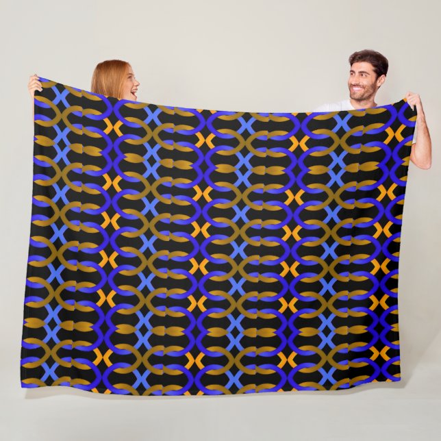 Blue Gold Chain Link Art Blanket (In Situ)