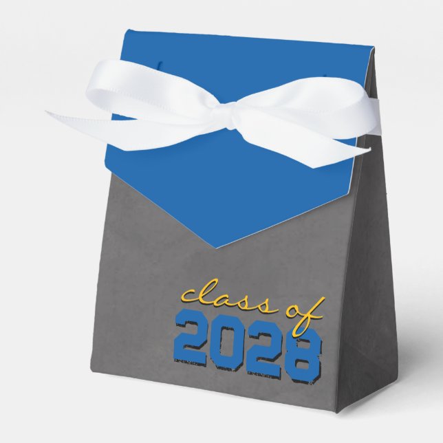Blue & Gold Chalkboard Graduation Gift Boxes (Front Side)