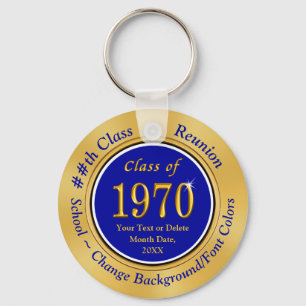 Blue, Gold Cheap 50 Year Class Reunion Souvenirs Key Ring