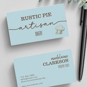 Blue Gold Chef Hat Bakery Business Card