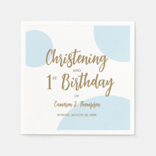 Blue Gold Christening And 1st birthday Custom Napkin