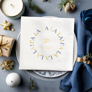 Blue Gold Christmas Fa La La ID1009 Napkin
