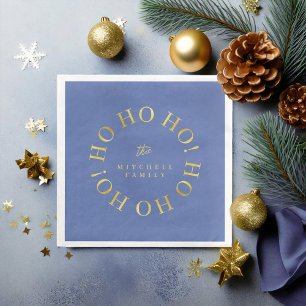 Blue Gold Christmas Ho Ho Ho ID1009 Napkin