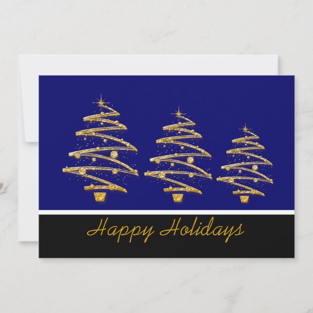 Blue gold Christmas holiday party Invitation (Front)