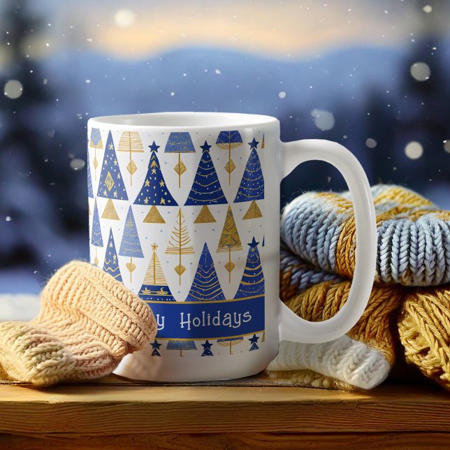 Blue Gold Christmas Merry Pattern#25 ID1009 Coffee Mug (Creator Uploaded)