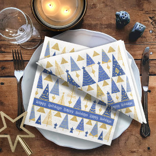 Blue Gold Christmas Merry Pattern#25 ID1009 Napkin