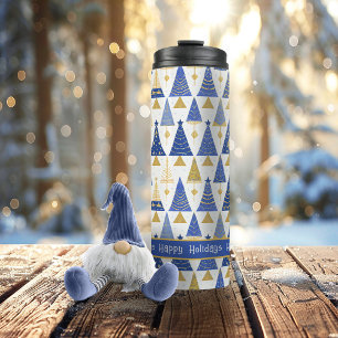 Blue Gold Christmas Merry Pattern#25 ID1009 Thermal Tumbler